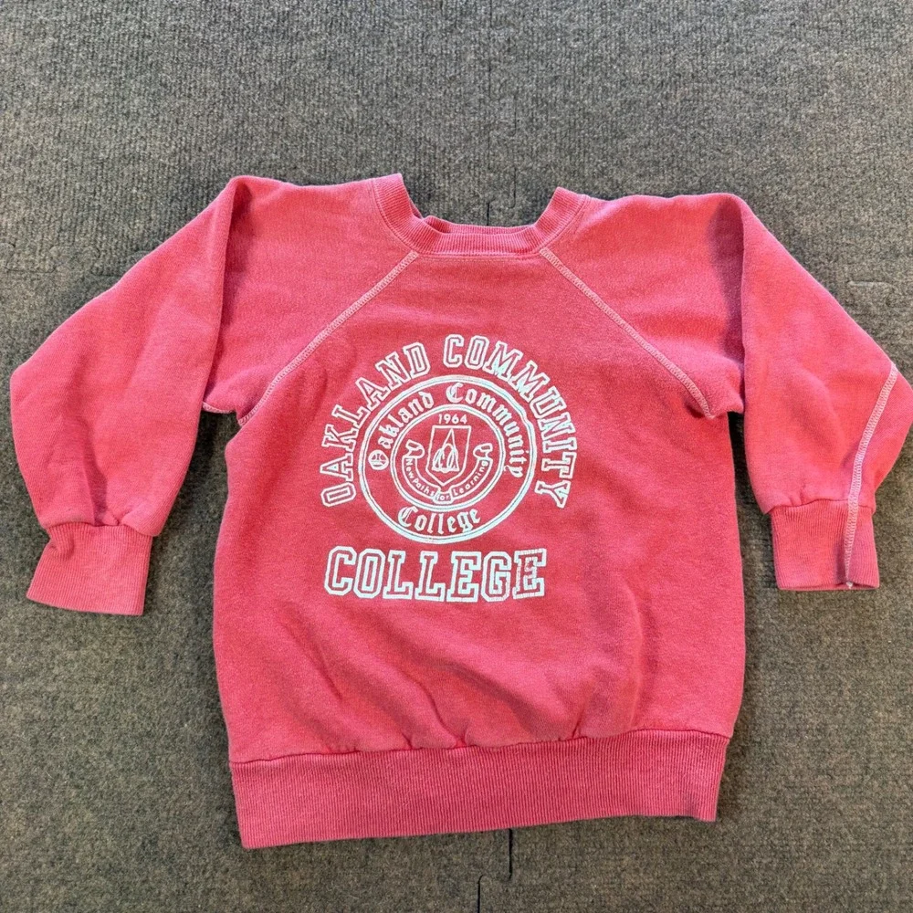 Vintage 70's rare Velva Sheen Oakland Community College Sweatshirt Kids Medium